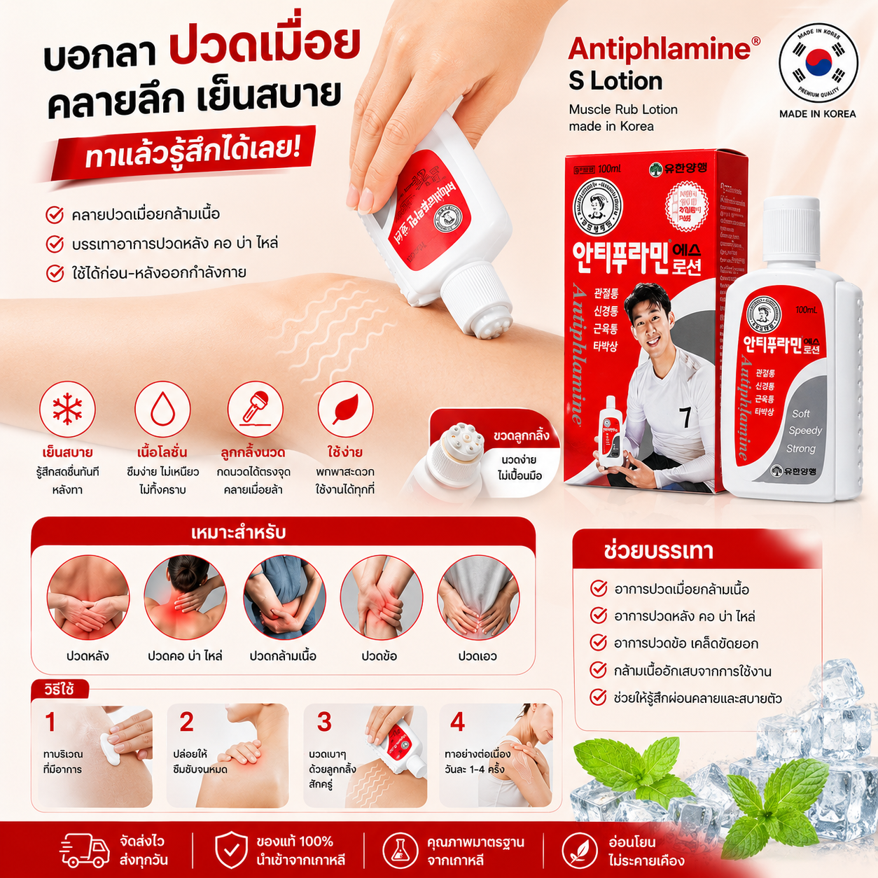 Antiphlamine Lotion โลชั่นนวดแก้ปวดเกาหลี 100ml
