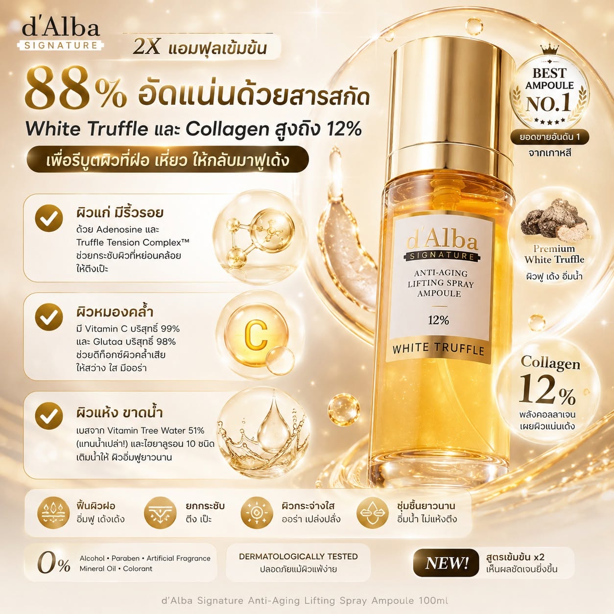D Alba Piedmont Signature Anti-Aging Spray Ampoule 12% 60ml สูตรใหม่