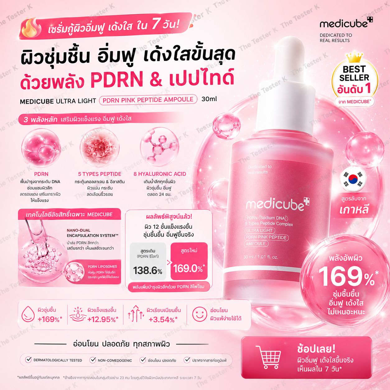 Medicube Ultra Light PDRN Pink Peptide Ampoule 30ml
