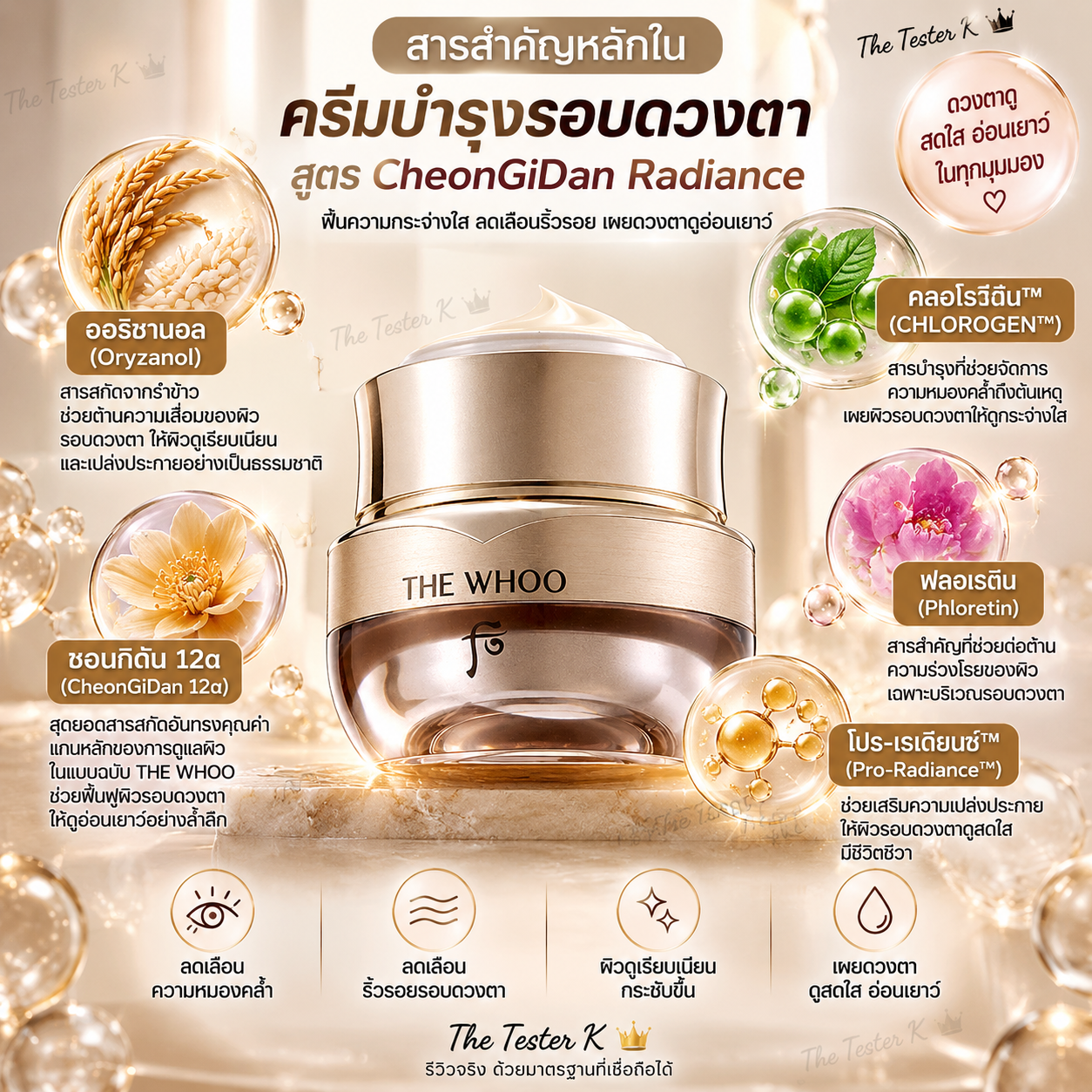 The Whoo Cheongidan Rejuvenating Pro-Radiance Eye Cream 1ml - Image 3