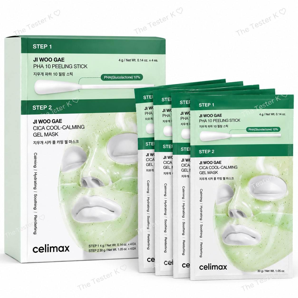 CELIMAX JI WOO GAE CICA PHA PEEL 2-STEP GEL MASK 4 แผ่น 1 กล่อง - Image 2
